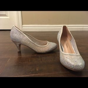 Sparkly silver high heels